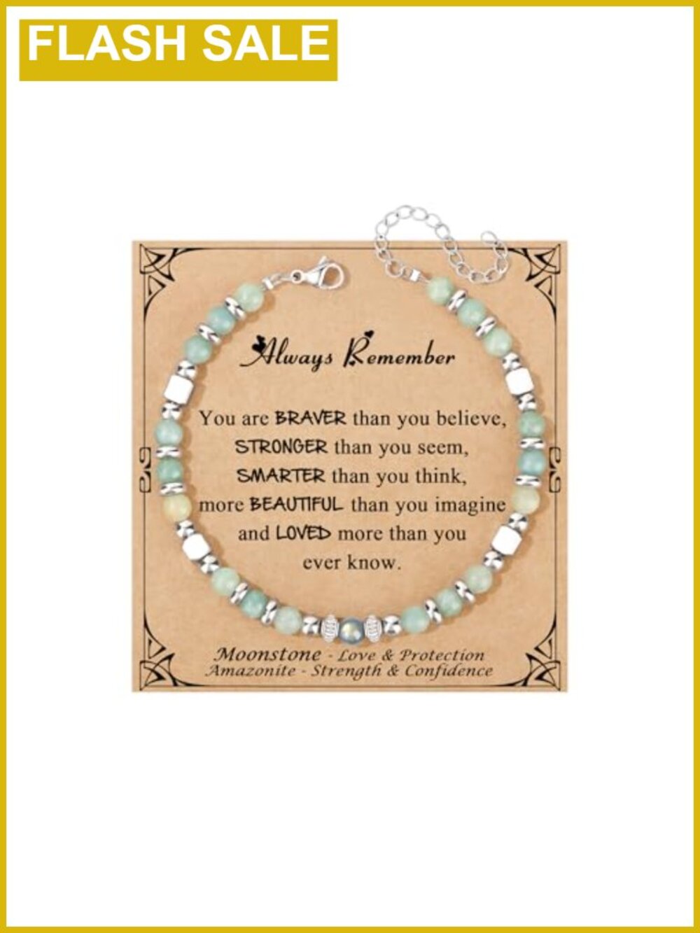 Amazonite Moonstone Beaded Bracelet Adjustable Cuff Gift for Her